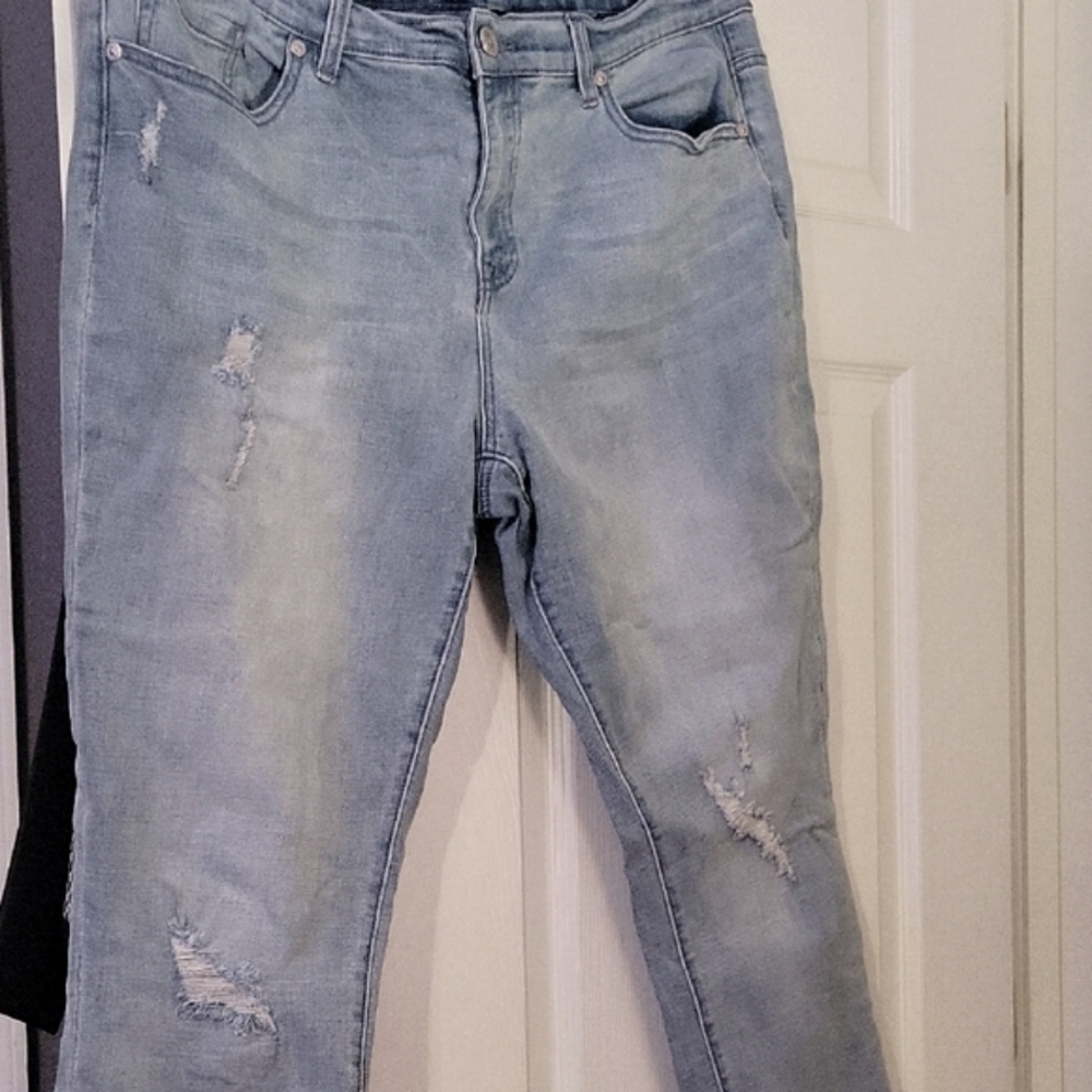 DG2 Women's Distressed Light Blue Jeans